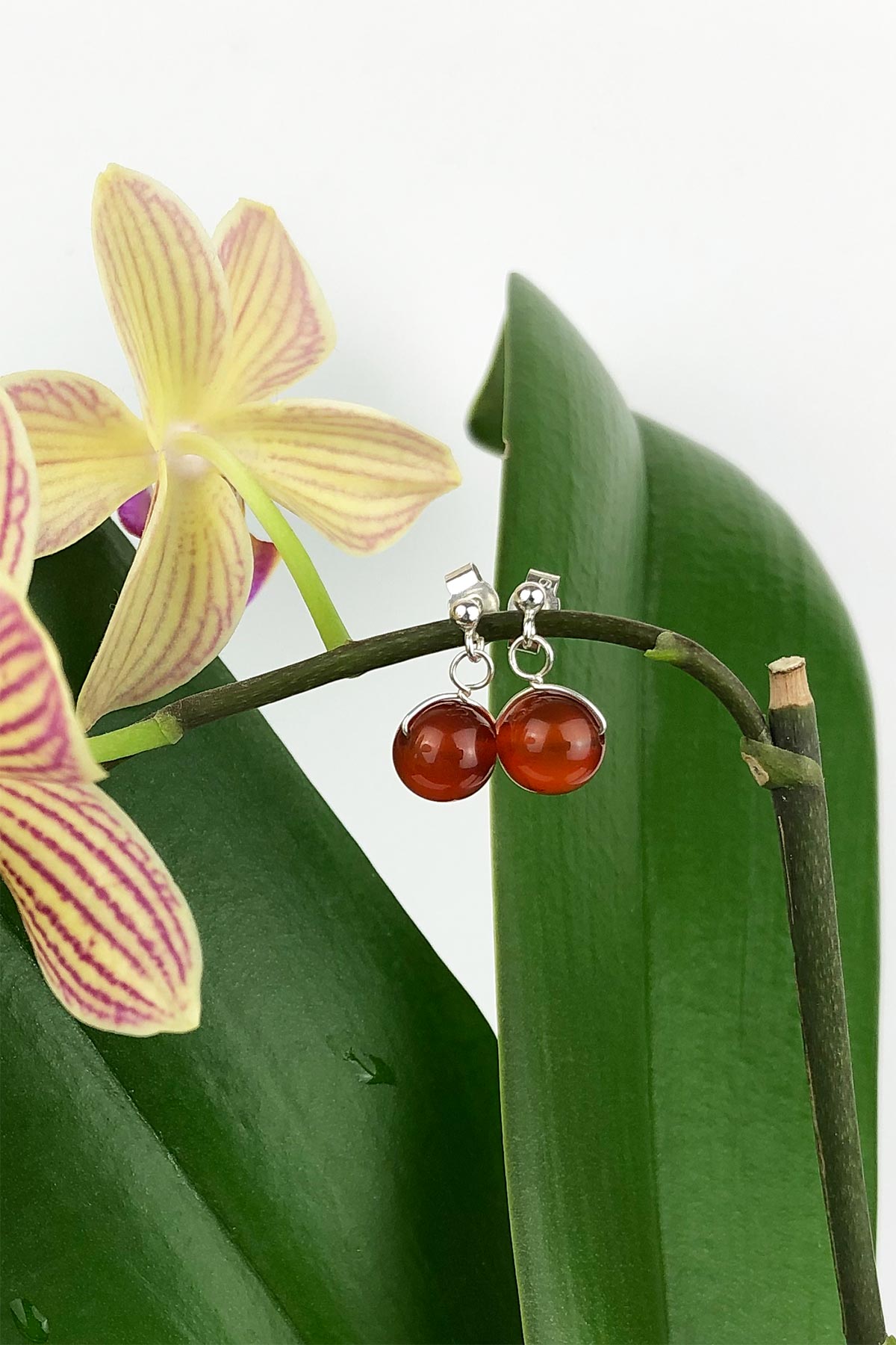 Carnelian Natural Gemstone Handmade Stud Drop Sterling Silver Earrings