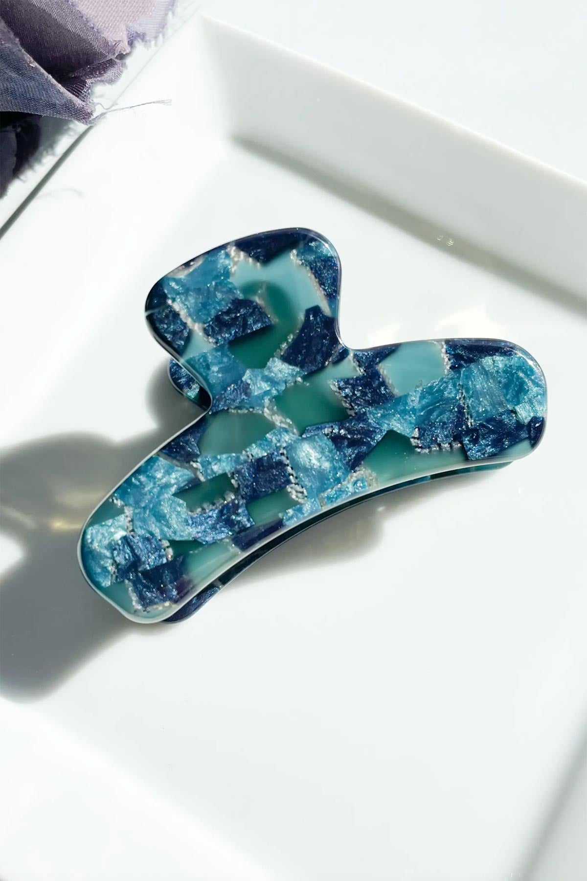 Italian Acetate Metal Mini French Hair Clip Claw In Cerulean - Fenna & Fei