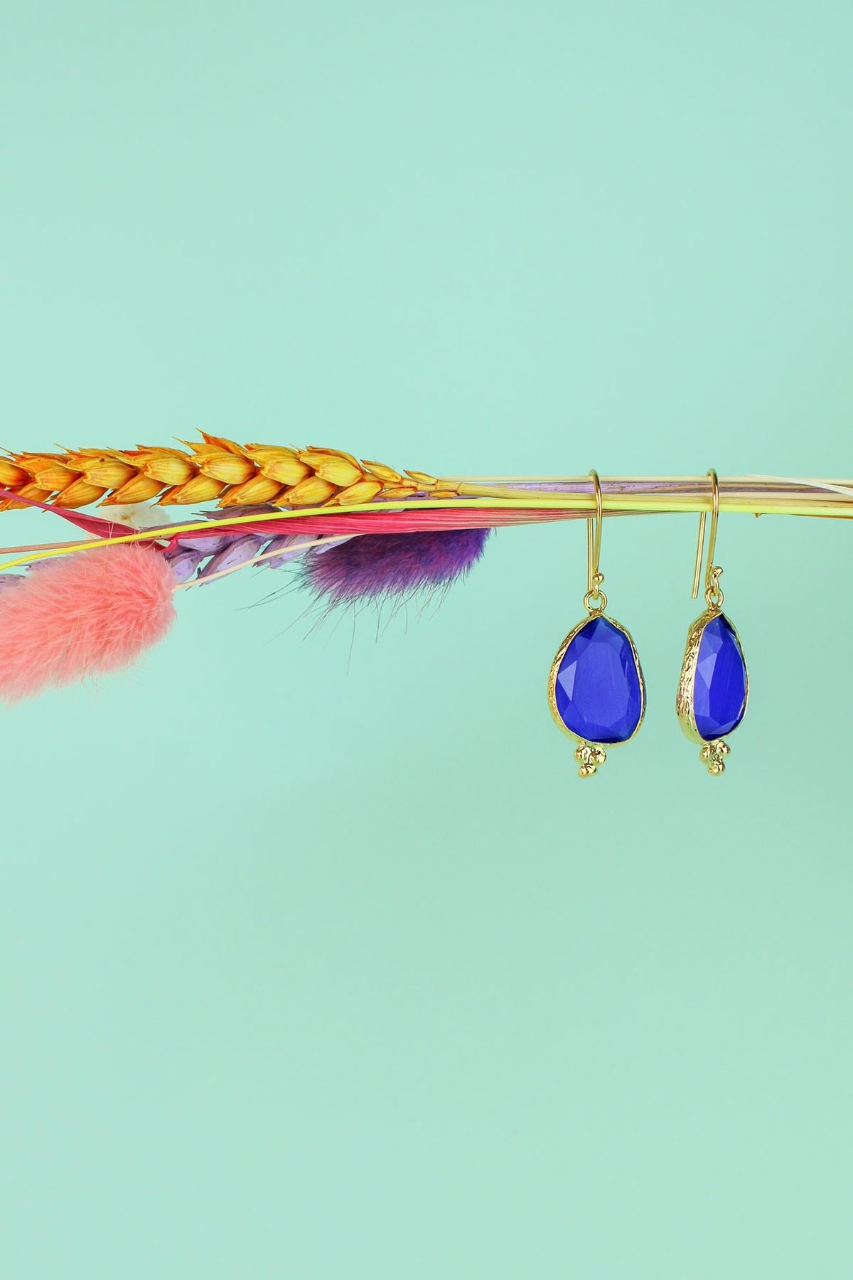 My Doris Single Drop Hook Earrings In Cobalt