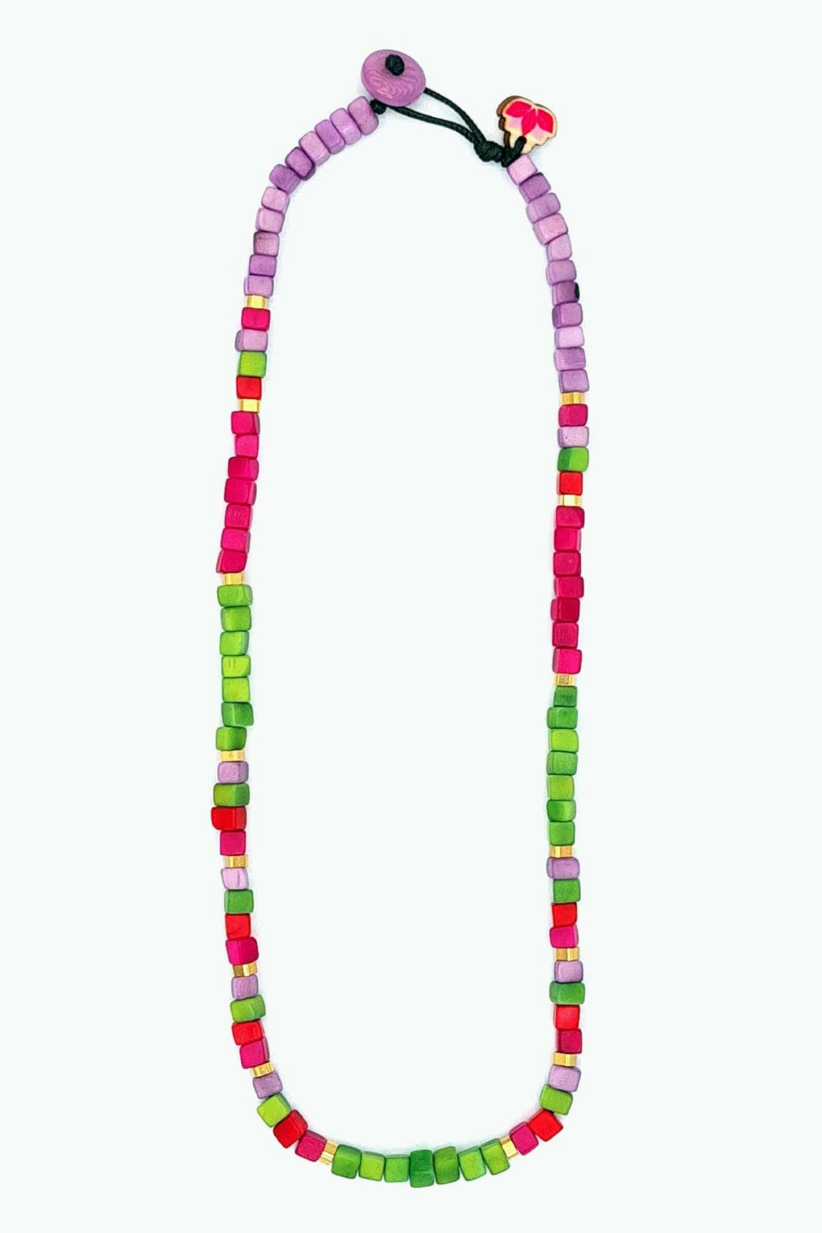 Fucshia Lime Mix Dengo Tagua Necklace