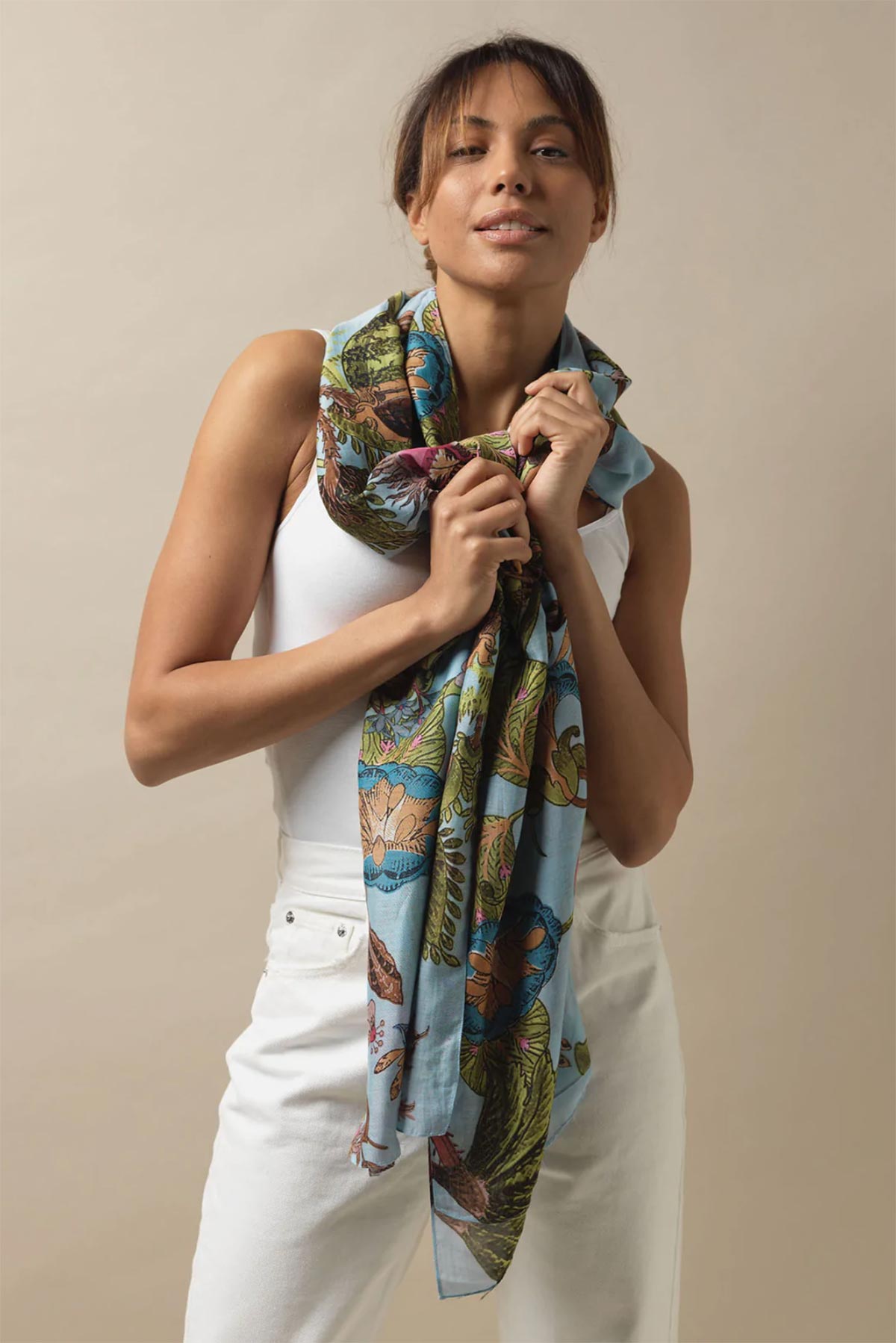 One Hundred Stars Eccentric Blooms Sky Scarf