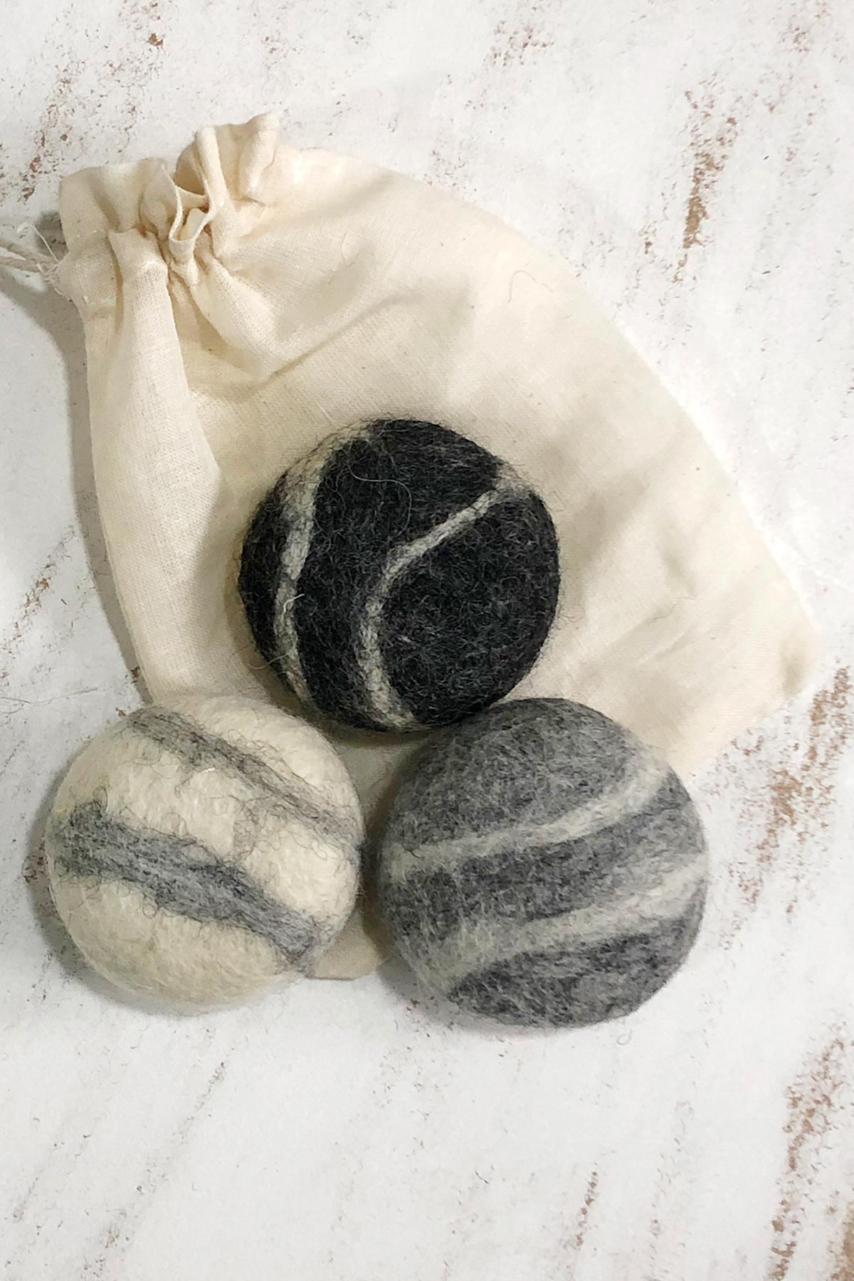 Aura Que Sano Wool Felted Soap Marble Pebble 3pc Gift Set