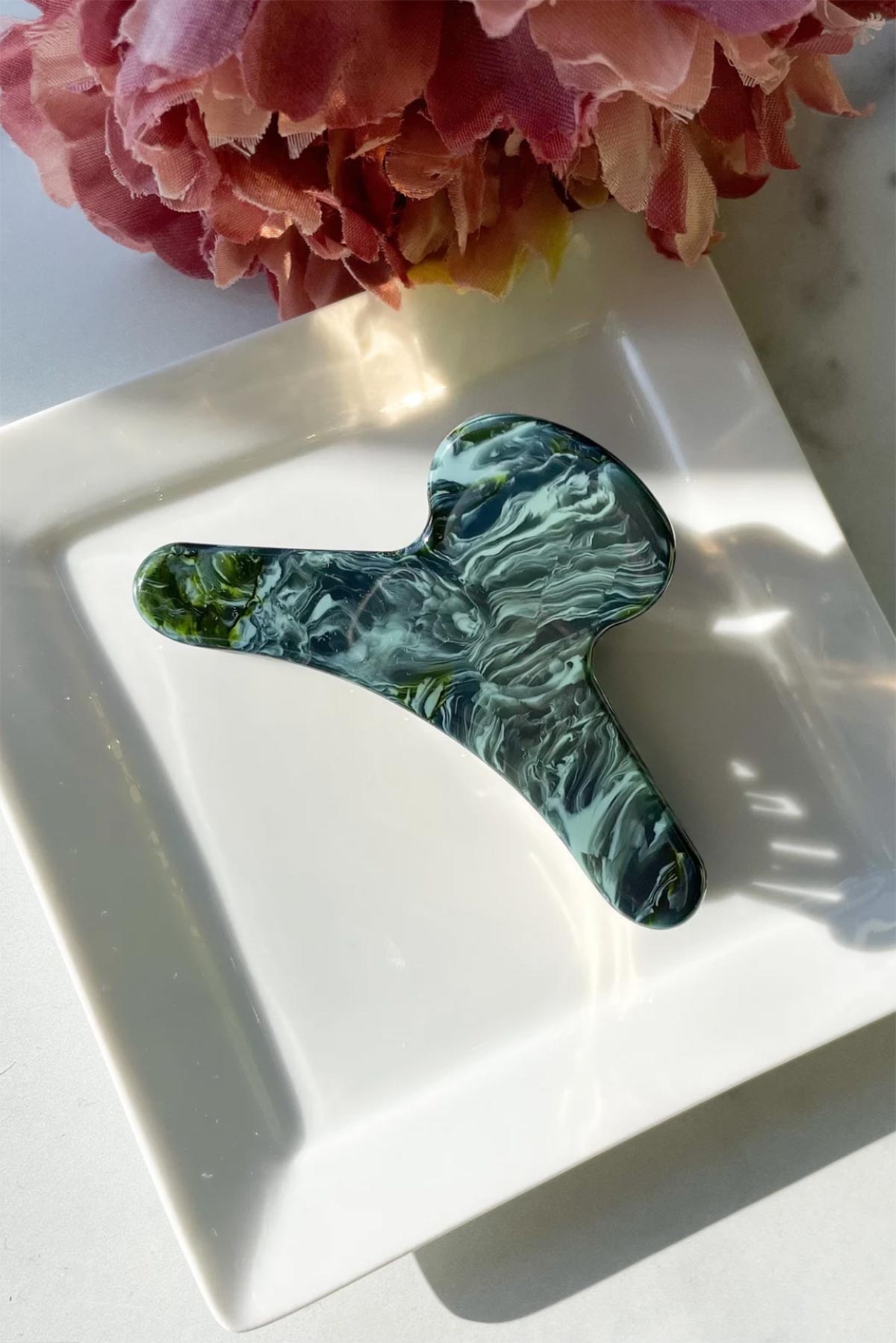 Italian Acetate Metal French Hair Clip Claw In Green Agate - Fenna & Fei