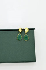 Schmuckoo Green Onyx Pineapple Stud Earrings