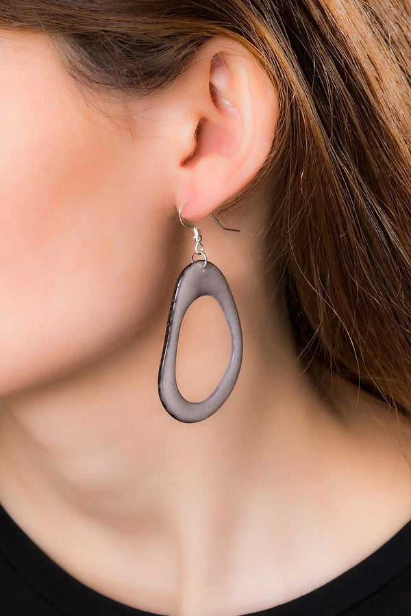 Pretty Pink Eco-Jewellery Grey Loop Tagua Nut Earring