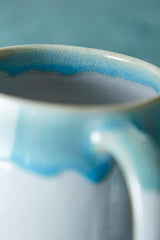 Aura Que Inaki Handmade Ombre Two Tone Stoneware Wide Mug In Sea Blue Wash