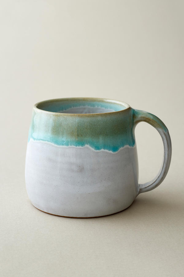 Aura Que Inaki Handmade Ombre Two Tone Stoneware Wide Mug In Spring Green
