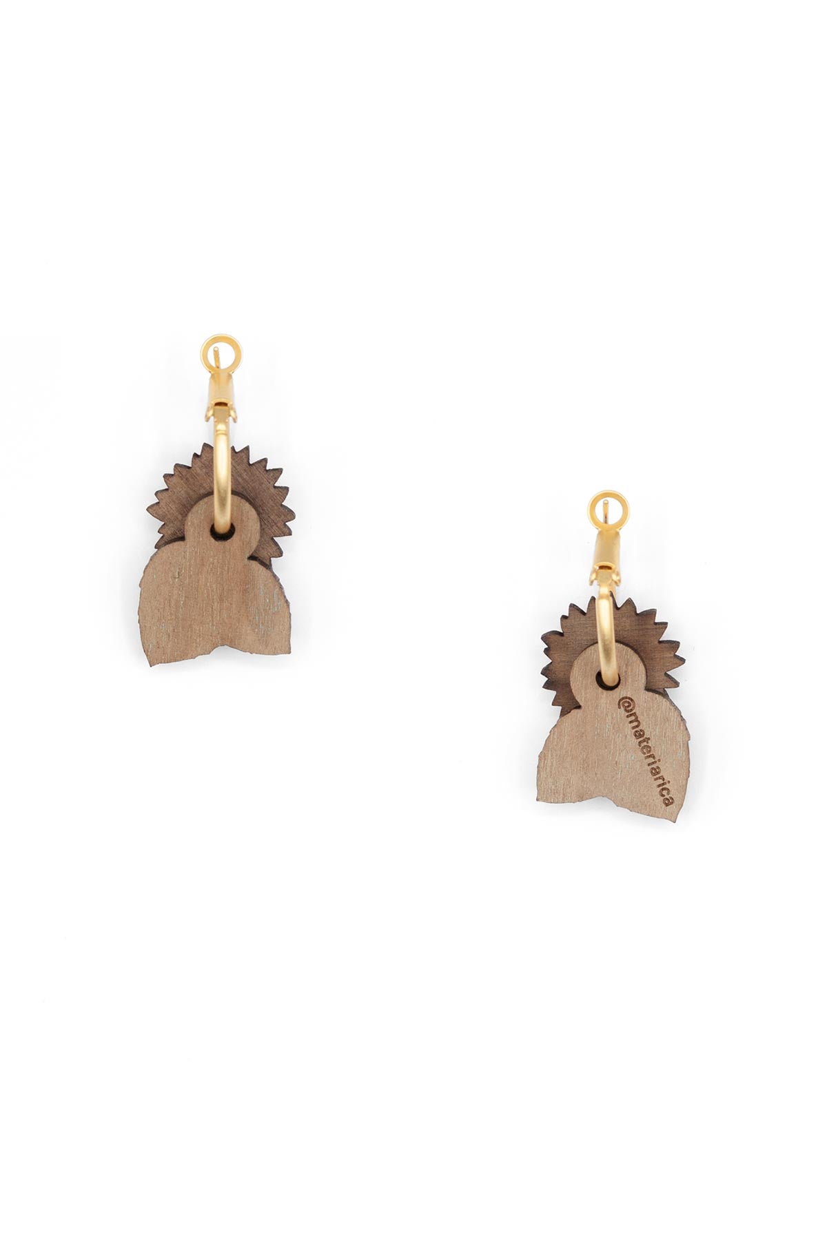 Materia Rica Drop Hoop Wooden Earrings Hand-Painted Sunflower Field