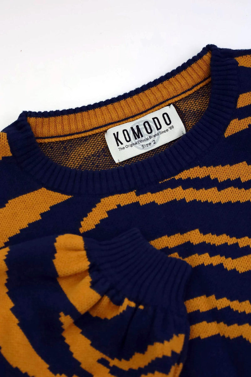 Komodo Fashion Tiger Hope GOTS Organic Cotton Jumper In Navy