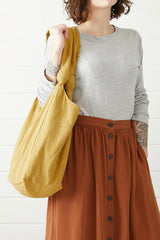 Aura Que Jogi Vegan Comfy Everyday Shoulder Bag Zip Close In Yellow
