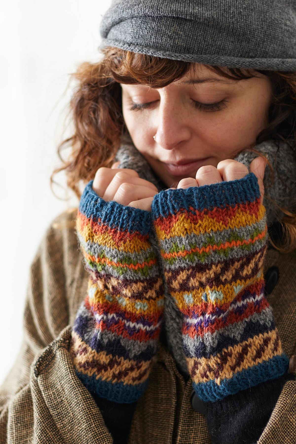 Aura Que Lamba Eco Wristwarmer Fingerless Gloves Waste Wool