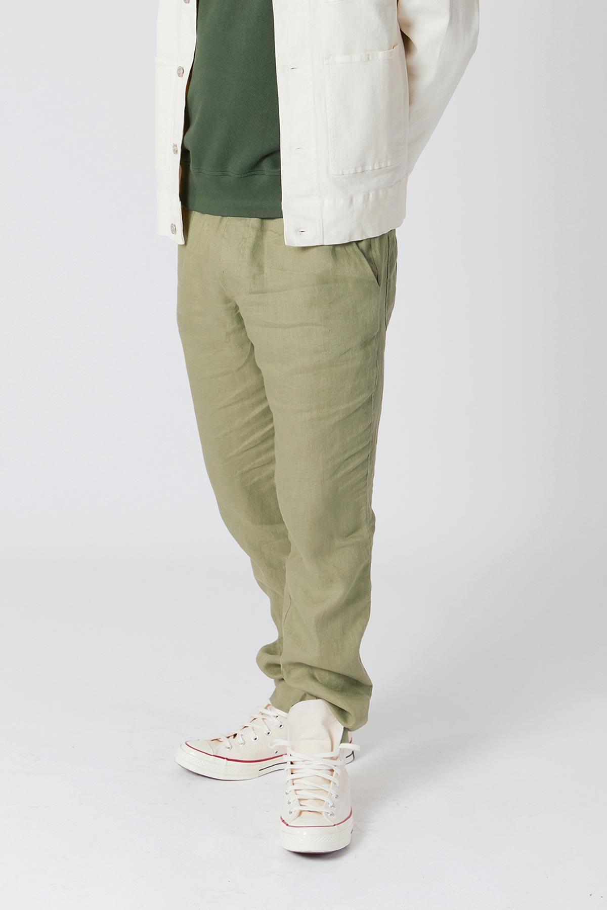 Komodo August Organic Linen Trousers In Khaki