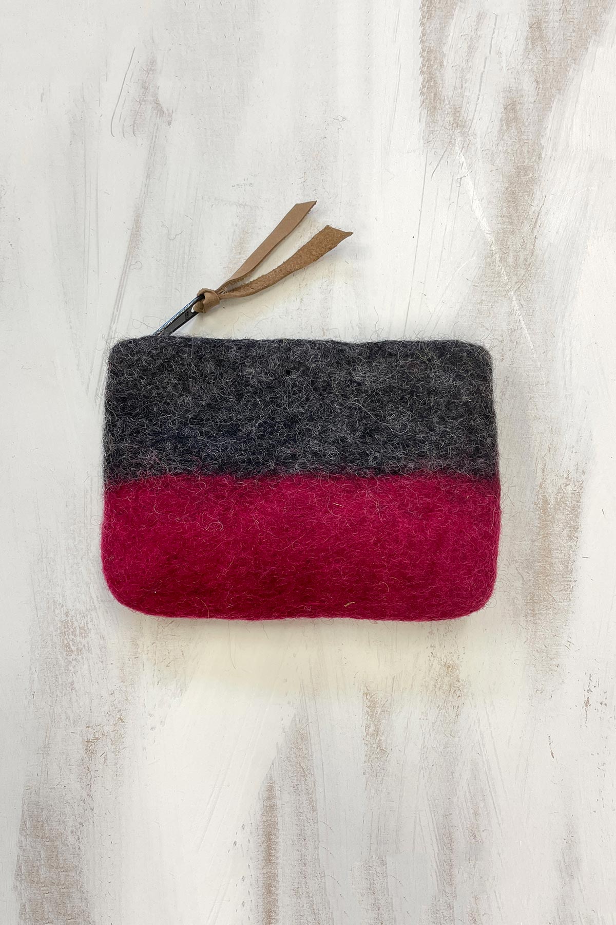 Aura Que Lila Handmade Felt Ombre Two Tone Zip Purse