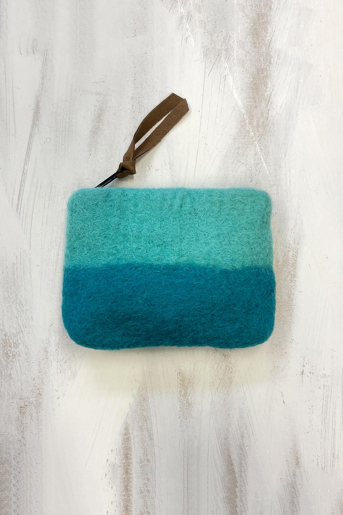 Aura Que Lila Handmade Felt Ombre Two Tone Zip Purse