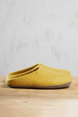 Aura Que Mita Handmade Eco Felt Mule Slippers Suede Sole In Yellow