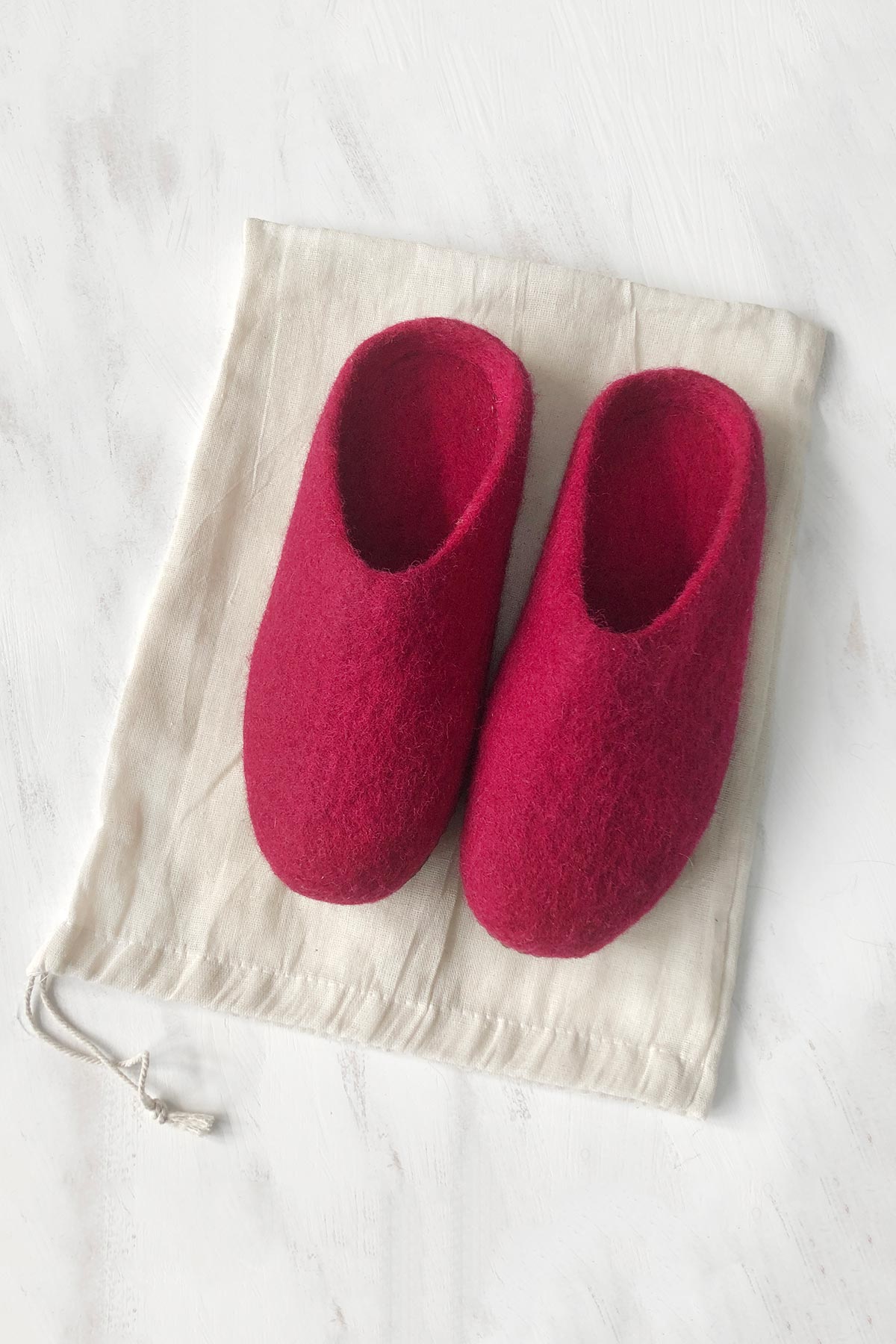 Aura Que Mita Handmade Eco Felt Mule Slippers Suede Sole In Pink