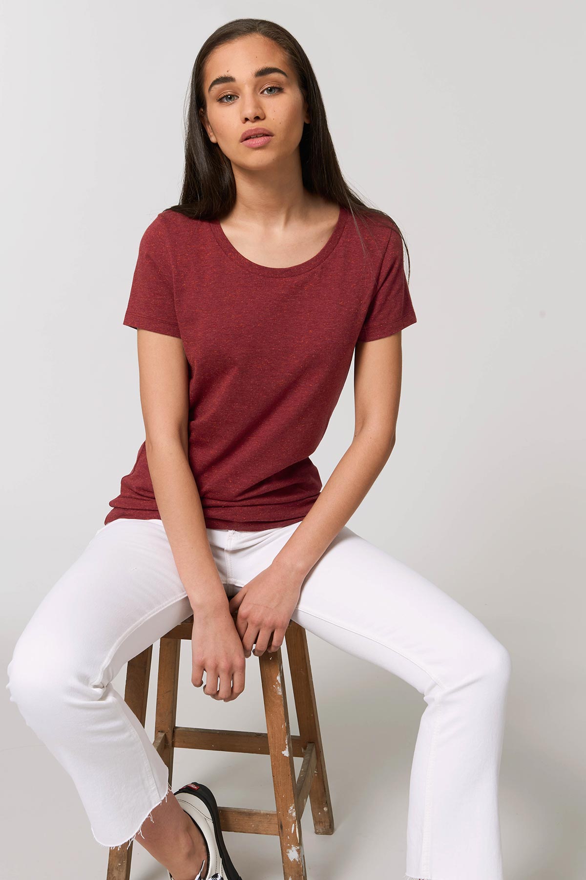 Ethical Women's Organic Cotton T Shirt Vegan Fairtrade & Sustainable Neppy Burgundy