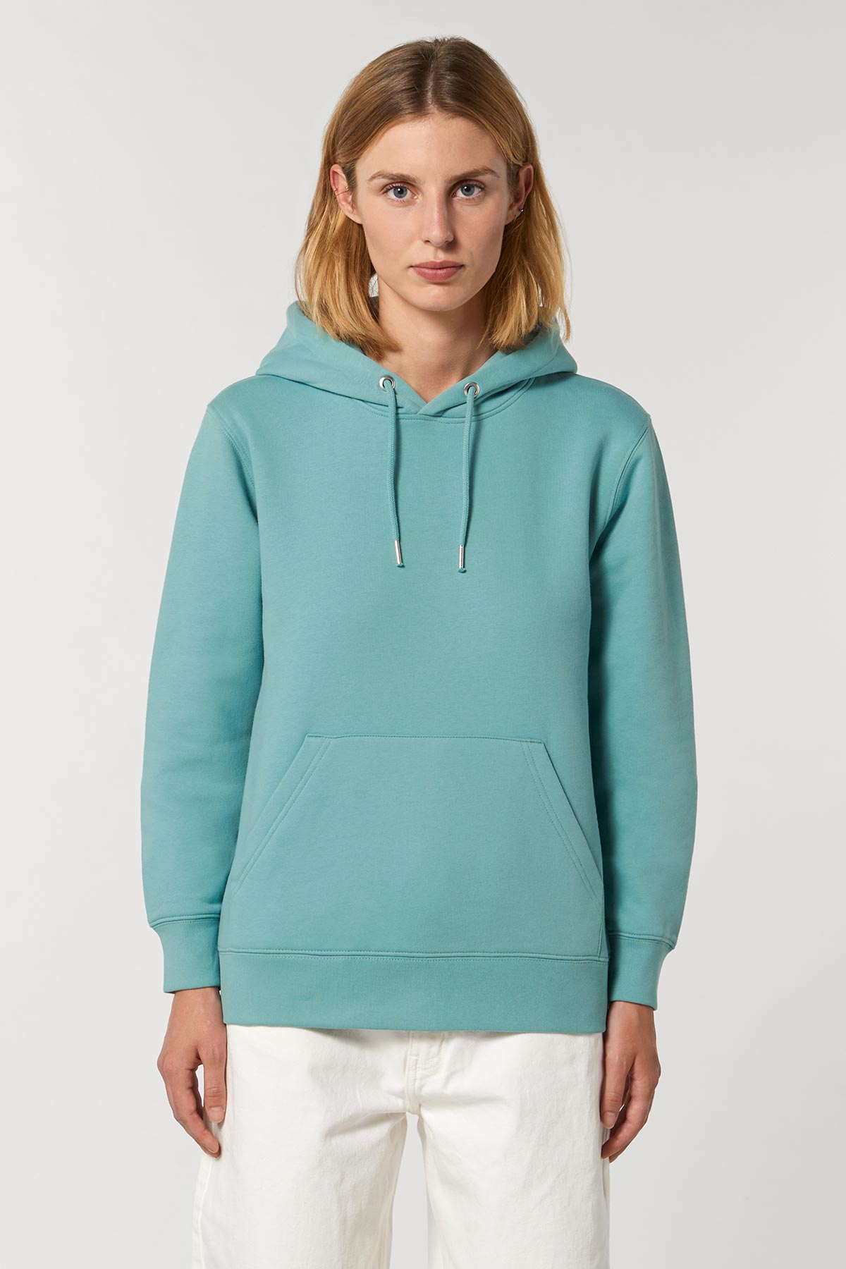 Ethical Women's Organic Cotton Hoodie Sweatshirt Vegan Fairtrade Teal Mostera