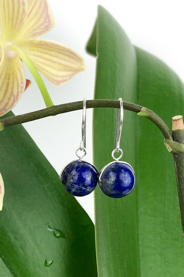 Lapis Lazuli Natural Gemstone Handmade Drop Sterling Silver Earrings