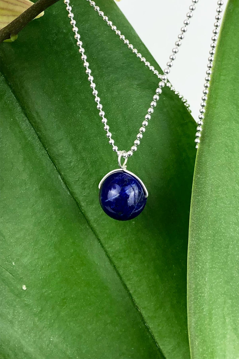Lapis Lazuli Pendant Sterling Silver Necklace Natural Gemstones