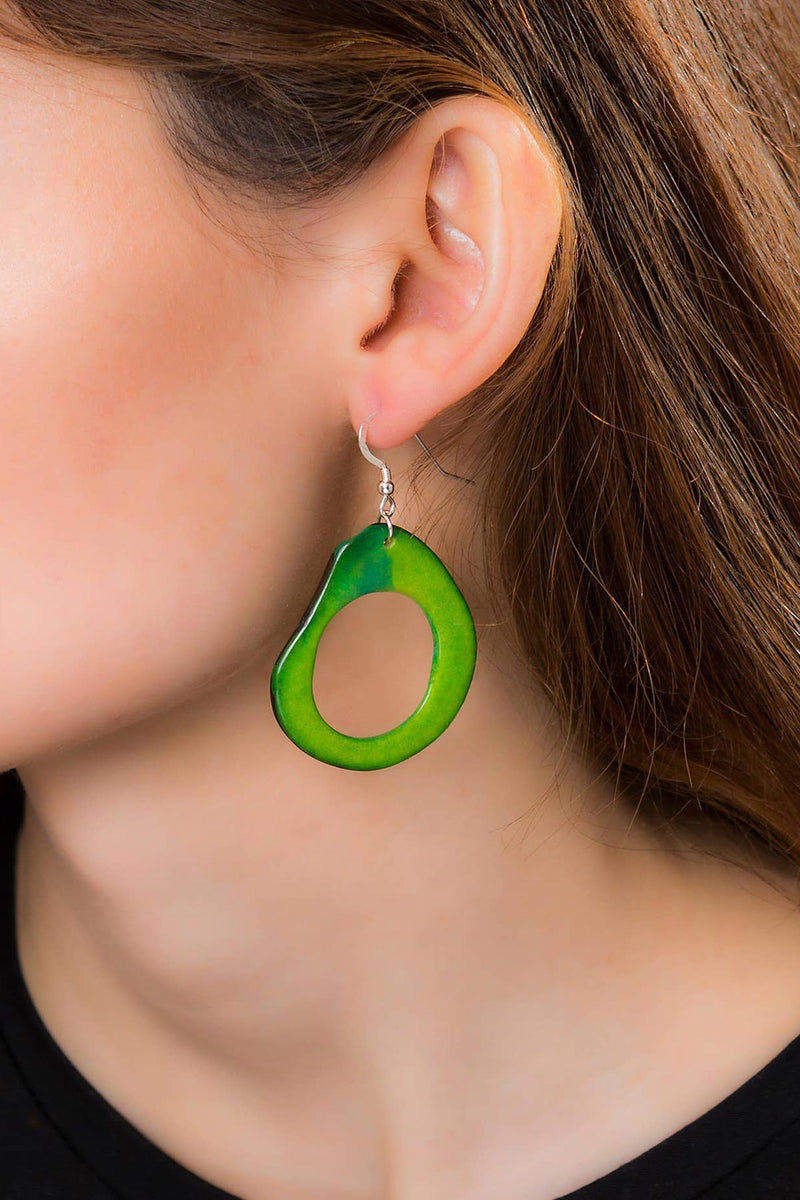 Green Loop Tagua Nut Earring