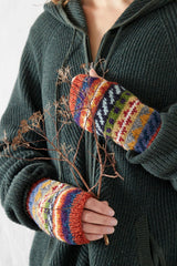 Aura Que Lamba Eco Wristwarmer Fingerless Gloves Waste Wool