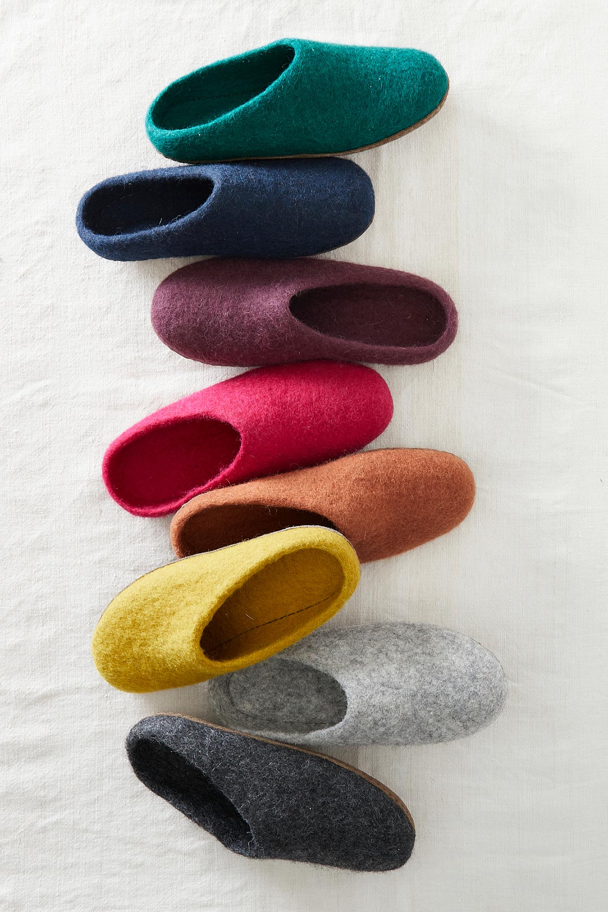 Aura Que Mita Handmade Eco Felt Mule Slippers Suede Sole In Yellow