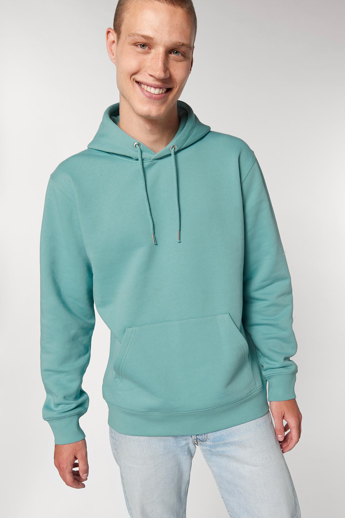 Ethical Women's Organic Cotton Hoodie Sweatshirt Vegan Fairtrade Teal Mostera