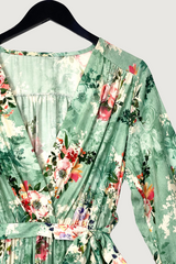 Mia Strada High Low Flower Print Dress In Green