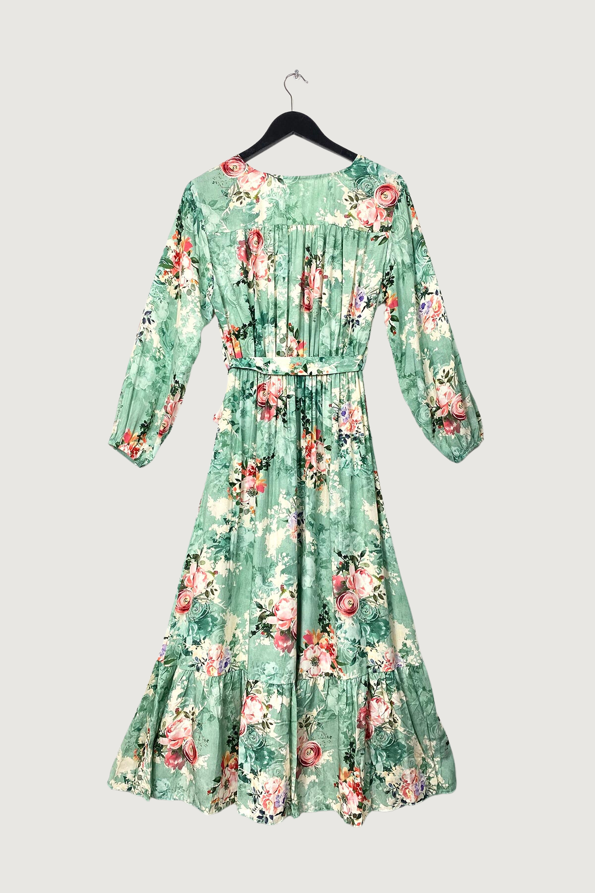 Mia Strada High Low Flower Print Dress In Green