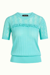 Emerald Blue Ruffle Moonstone Short Sleeve Casual Summer Top | Occasion Party Tops
