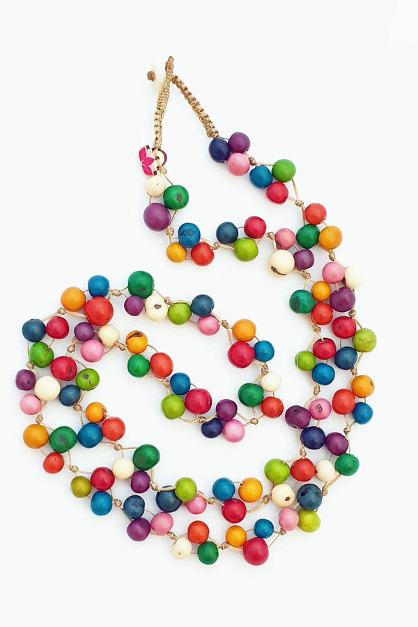 Pretty Pink Eco-Jewellery Acai Berry Long Necklace - Multicoloured