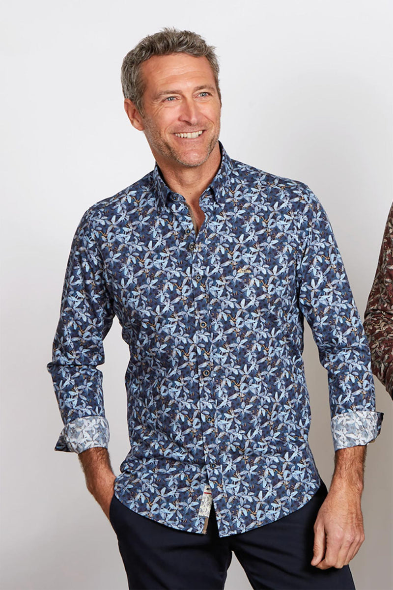 Dario Beltran Big Flowers Penilla Long Sleeve Cotton Shirt