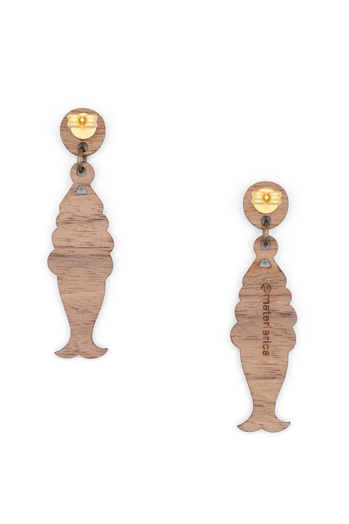 Materia Rica Blue Mermaid Stud Wooden Earrings