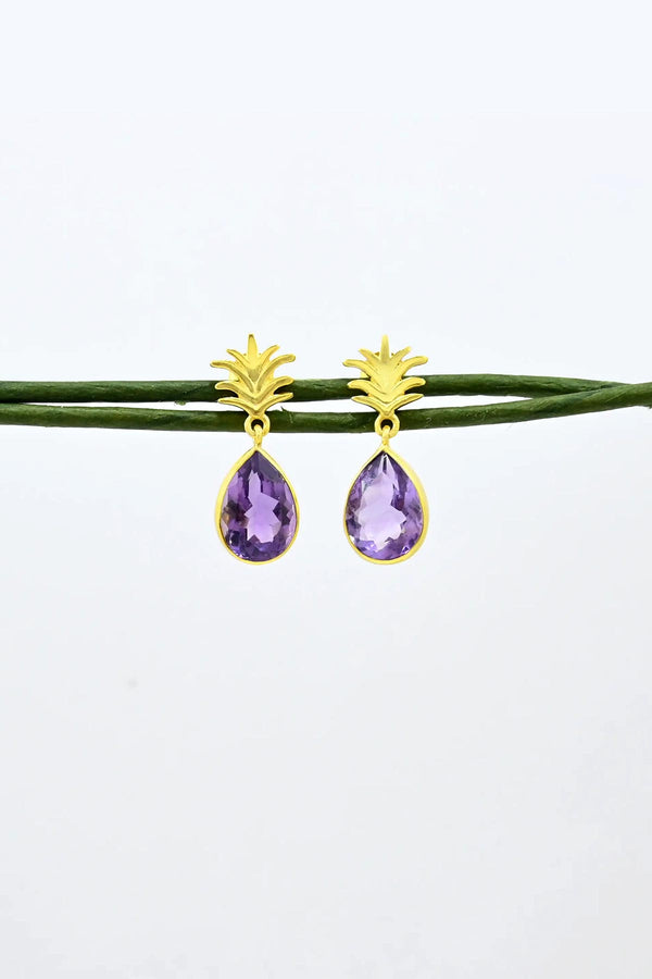 Schmuckoo Purple Amethyst Pineapple Stud Earrings