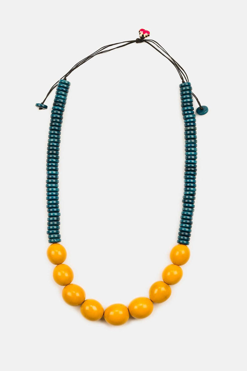 Blue & Yellow Rio Bolota Tagua Adjustable Necklace