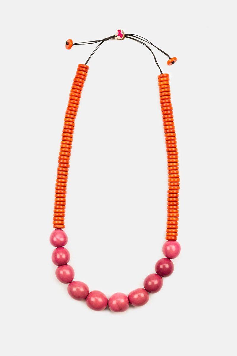 Orange & Pink Rio Bolota Tagua Adjustable Necklace
