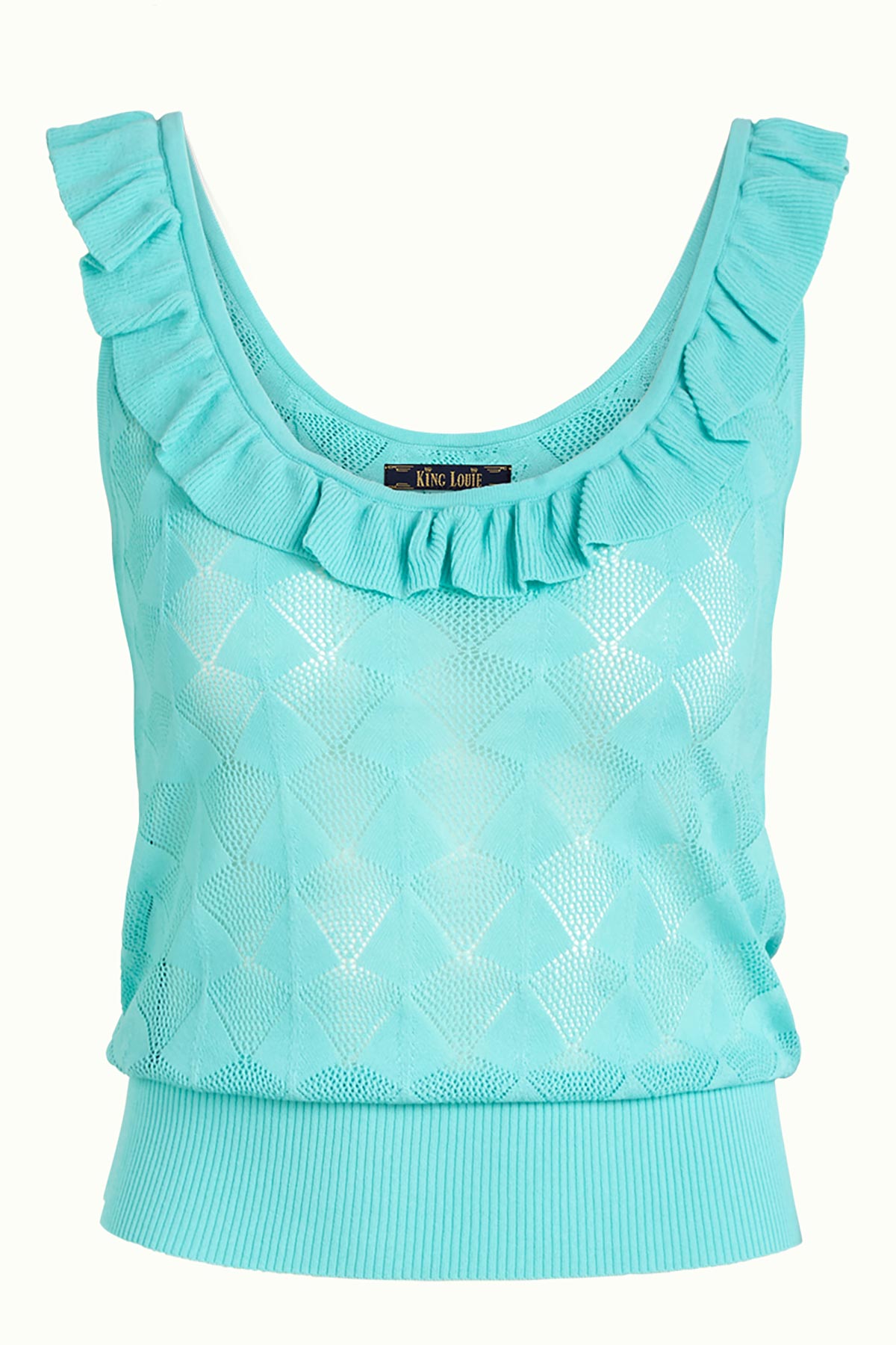 Ruffle Moonstone Sleeveless Top Emerald Blue