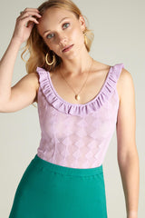 Ajour Sleeveless Smart Casual Summer Top in Lilac | Occasion Party Tops
