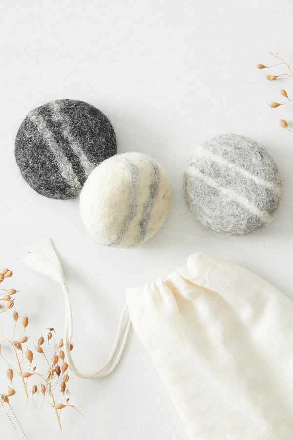 Aura Que Sano Wool Felted Soap Marble Pebble 3pc Gift Set