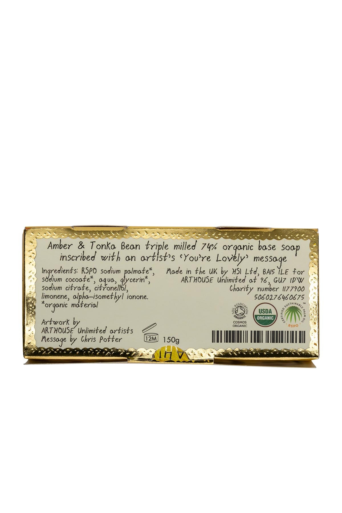 Arthouse Unlimited Figureheads Triple Milled Organic Soap | Amber + Tonic Bean