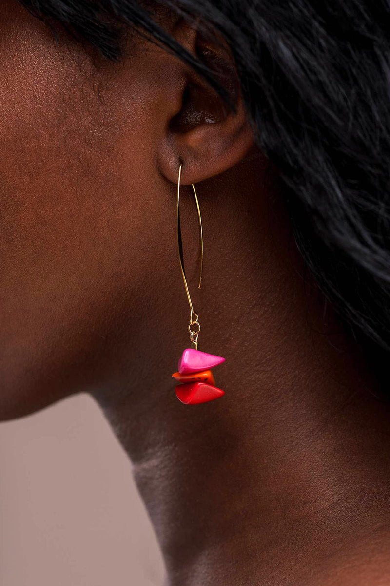 Pretty Pink Eco-Jewellery Tapajos Tagua Drop Earrings - Berries