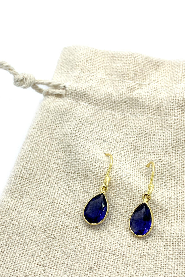 Schmuckoo Blue Iolite Teardrop Hook Earrings