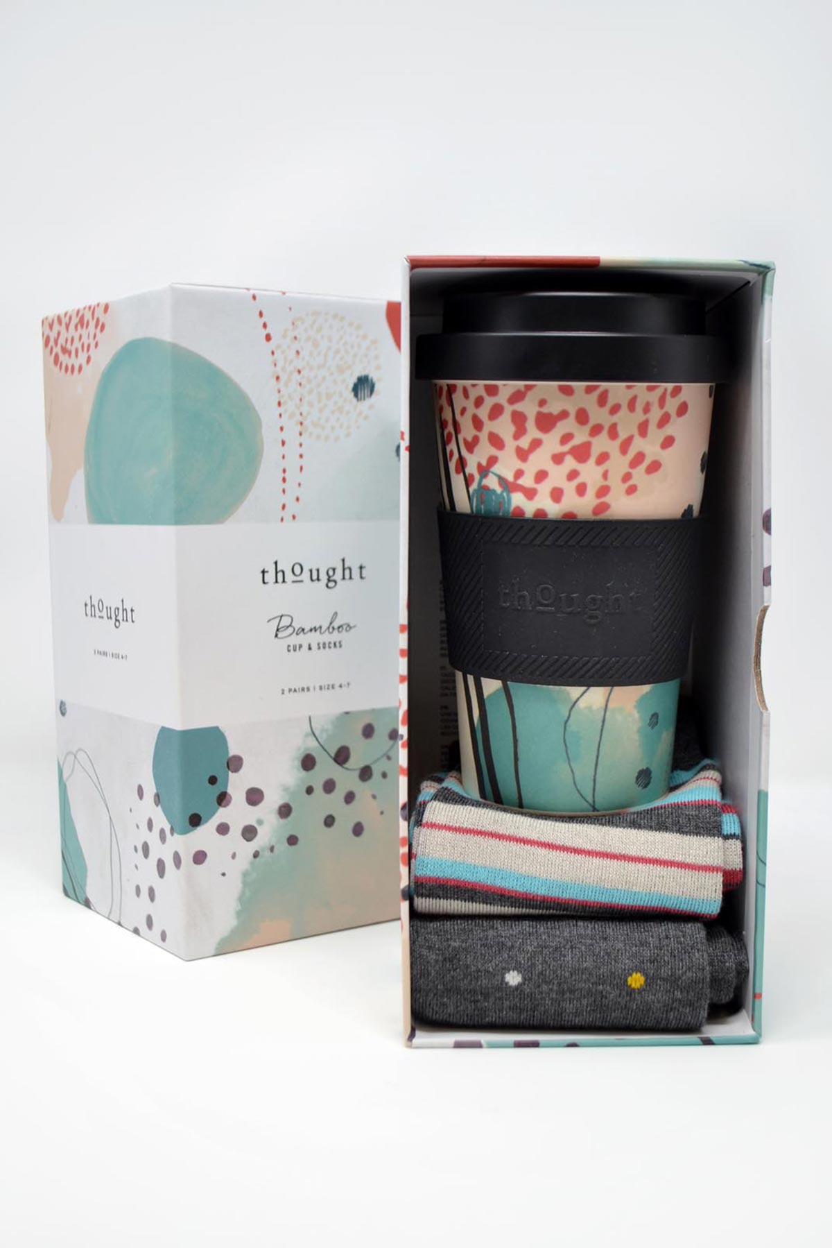 Thought Women's Reusable Coffee Cup Gift Box Bamboo Organic Cotton Socks