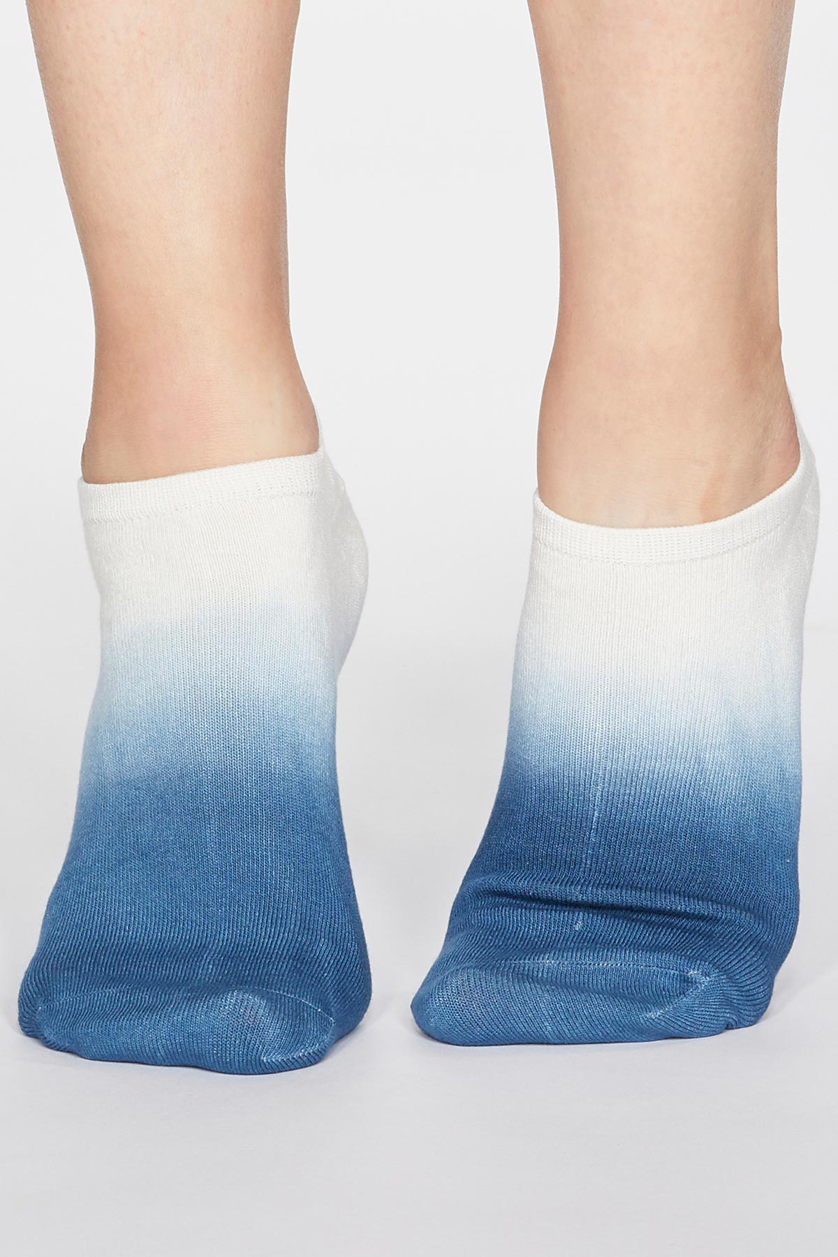 Bamboo and Organic Cotton Trainer Socks Blue Dip Dye - Bamboo Clothes 