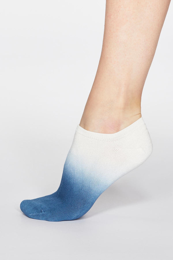 Bamboo and Organic Cotton Trainer Socks Blue Dip Dye - Bamboo Clothes 
