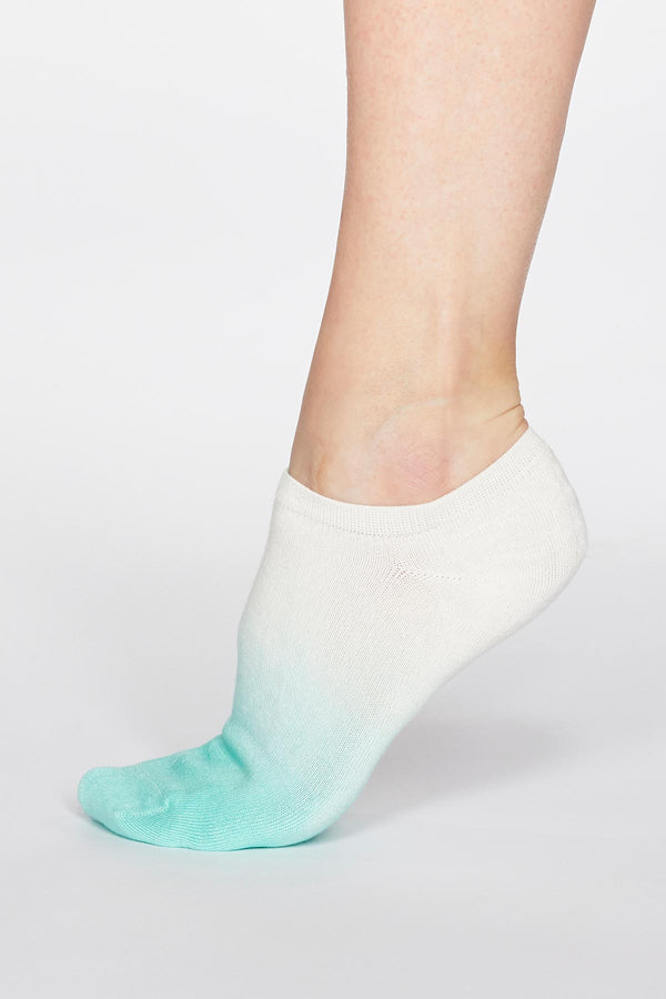 Bamboo and Organic Cotton Trainer Socks Green Dip Dye  Bamboo Clothes 