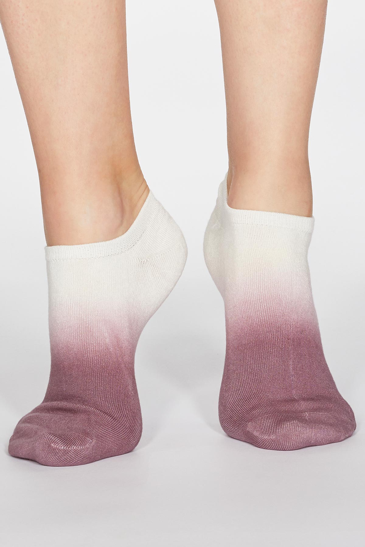 Bamboo and Organic Cotton Trainer Socks Pink Dip Dye - Bamboo Clothes 