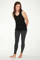 Women's Fitted Singlet Bamboo Base Layer Black Bamboo Clothes
