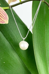 White Pearl Pendant Sterling Silver Necklace Natural Gemstones